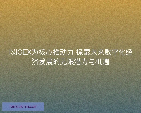 以IGEX为核心推动力 探索未来数字化经济发展的无限潜力与机遇